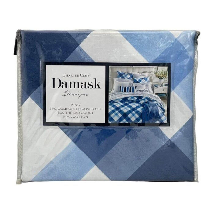 Charter Club Damask Designs Painted Plaid King Duvet Set 2