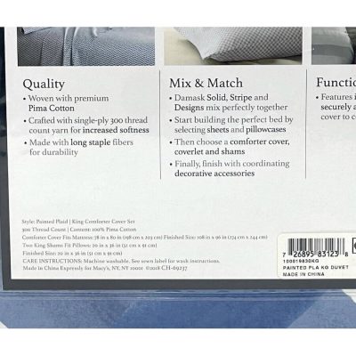 Charter Club Damask Designs Painted Plaid King Duvet Set 4