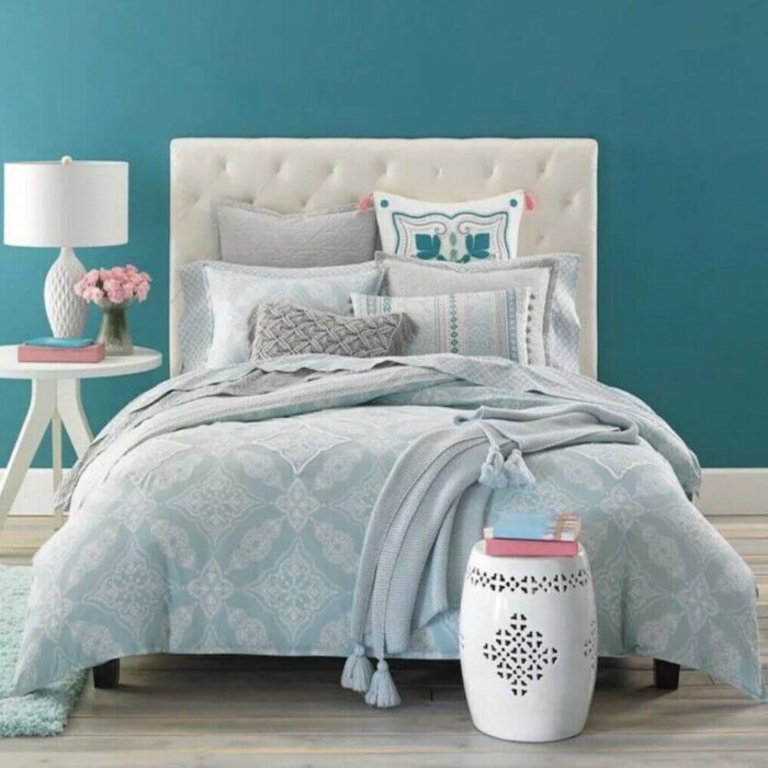 sky camilla duvet set aqua blue