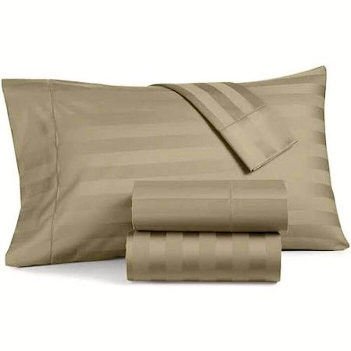 Charter Club Damask Stripe 550 TC Cotton Hazelnut FULL Sheet Set Sheet set 2
