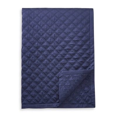 Hudson Park Double Diamond Quilted Coverlet Navy Blue