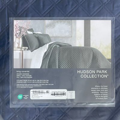 udson Park Double Diamond Quilted King Coverlet Navy Blue 2