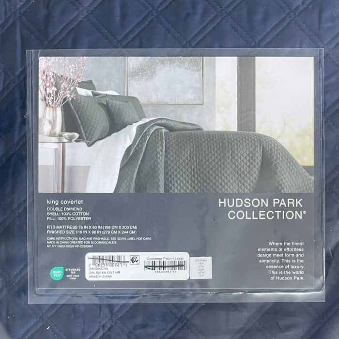 udson Park Double Diamond Quilted King Coverlet Navy Blue 2