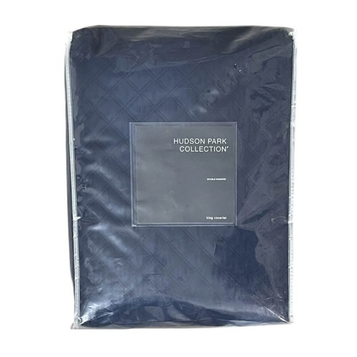 udson Park Double Diamond Quilted King Coverlet Navy Blue