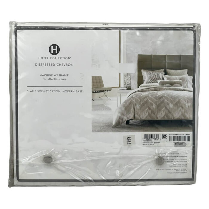 Hotel Collection Distressed Chevron King Bedskirt Gold Beige 2