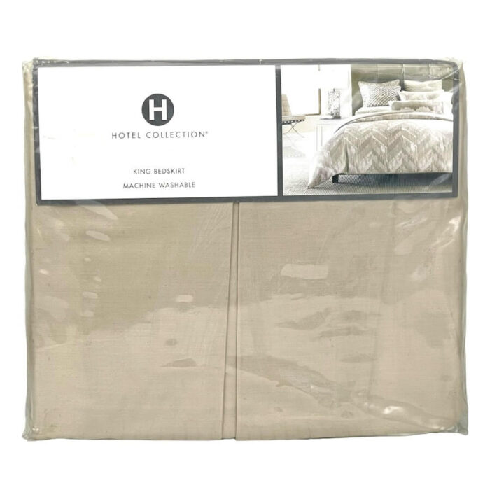Hotel Collection Distressed Chevron King Bedskirt Gold Beige