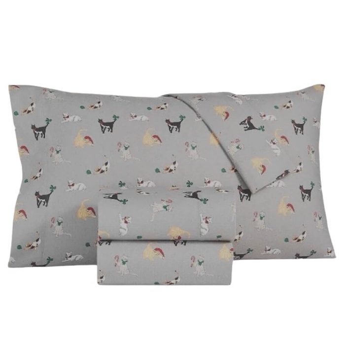 Martha Stewart Cats Flannel Full Sheet Set