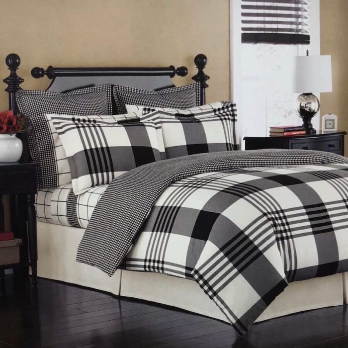 Martha Stewart Montana Plaid Flannel Duvet Cover Onyx