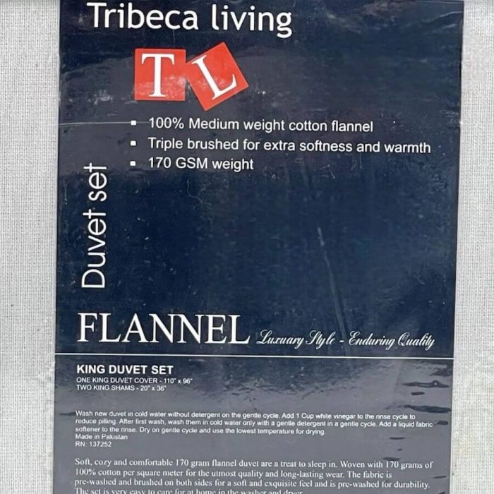 Tribeca Living Cotton Flannel King Duvet Set Silver Grey 4