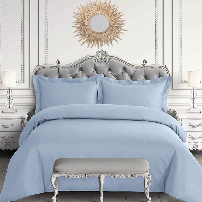 Tribeca Living Egyptian Cotton Sateen King Duvet Set Blue