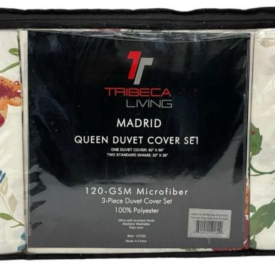 Tribeca Living Madrid Floral Printed Queen Duvet Set 5