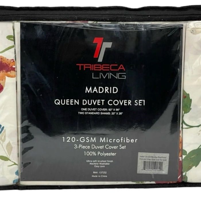 Tribeca Living Madrid Floral Printed Queen Duvet Set 5