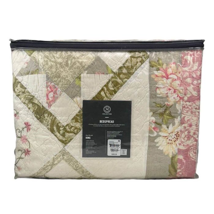 Martha Stewart Star Wreath Patchwork Design King Bedspread 2