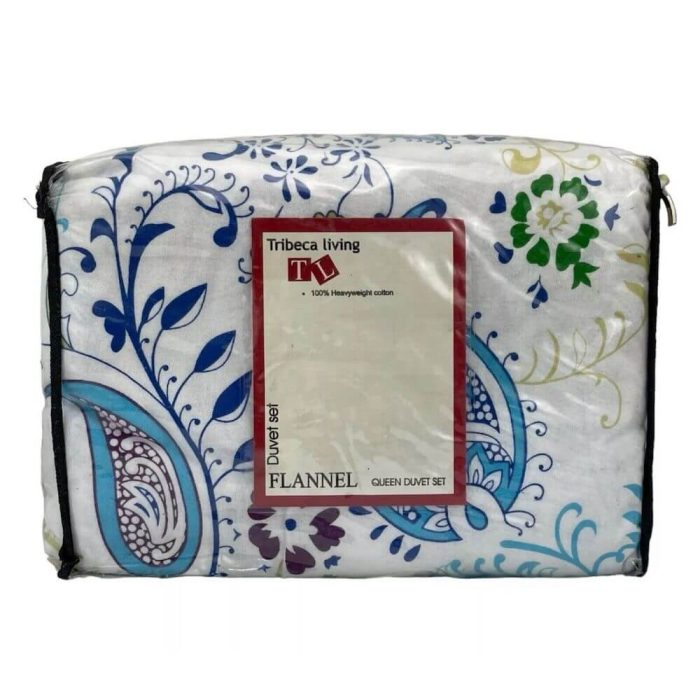 Tribeca Living Paisley Garden Cotton Flannel Queen Duvet Set 3