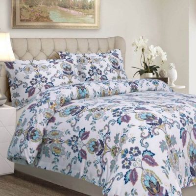 Tribeca Living Paisley Garden Cotton Flannel Queen Duvet Set