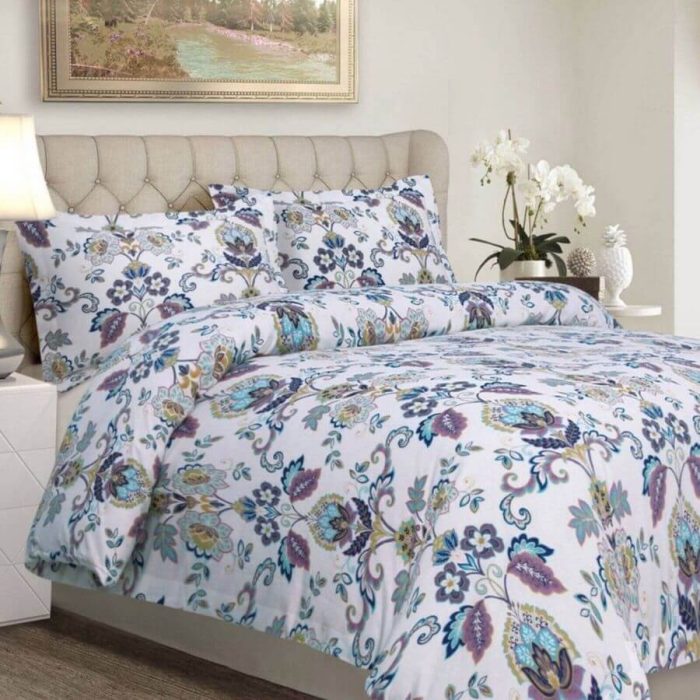 Tribeca Living Paisley Garden Cotton Flannel Queen Duvet Set
