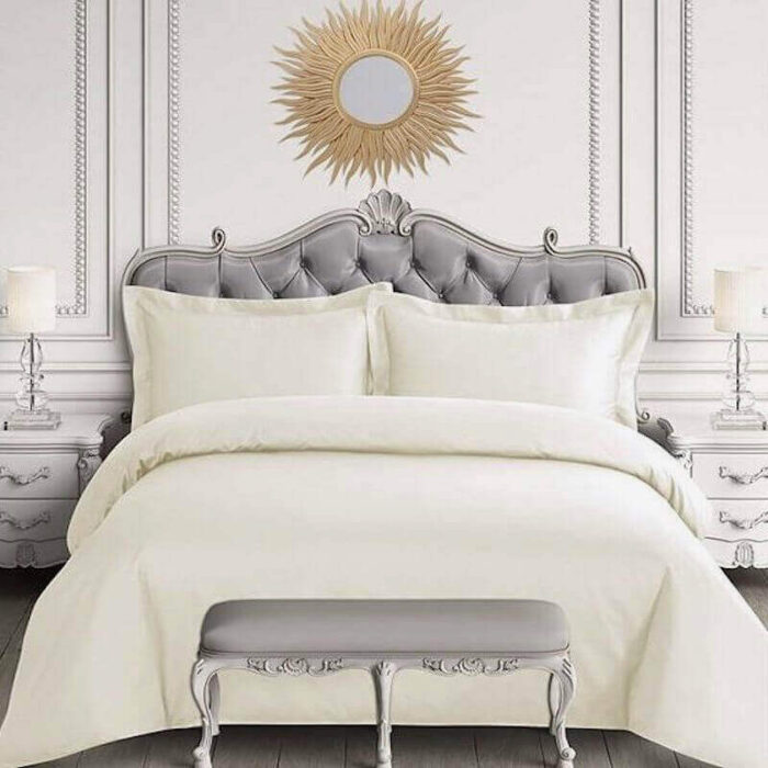 Tribeca Living Egyptian Cotton Sateen KING Duvet Cover & Shams Set IVORY