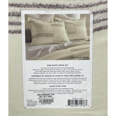DKNY Donna Karan Pure Marled Stripe King Duvet Set 4