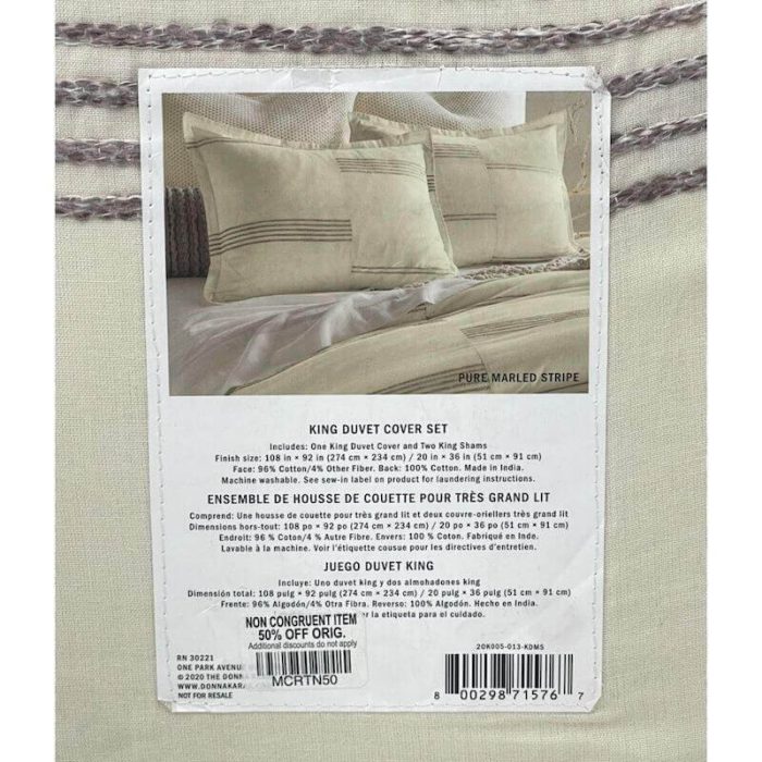 DKNY Donna Karan Pure Marled Stripe King Duvet Set 4