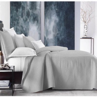 Hotel Collection Basic Grid Coverlet Dove Grey 2