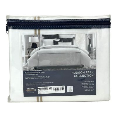 Hudson Park Italian Percale Cotton Full-Queen Duvet Cover Champagne 2