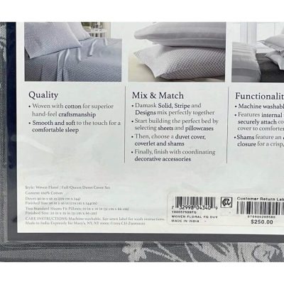 Charter Club Damask Designs Woven Floral Full/Queen Duvet Set 5
