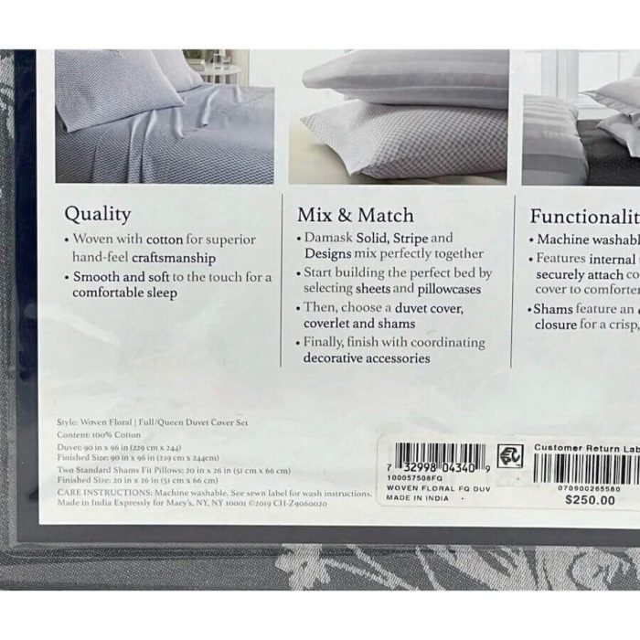 Charter Club Damask Designs Woven Floral Full/Queen Duvet Set 5