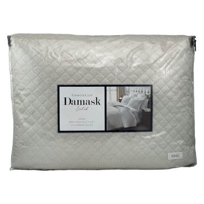 Charter Club Damask Quilted 3 Piece King Coverlet Set Parchment 3