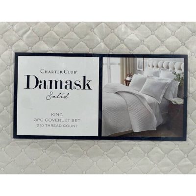 Charter Club Damask Quilted 3 Piece King Coverlet Set Parchment 4