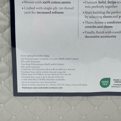 Charter Club Damask Quilted 3 Piece King Coverlet Set Parchment 6