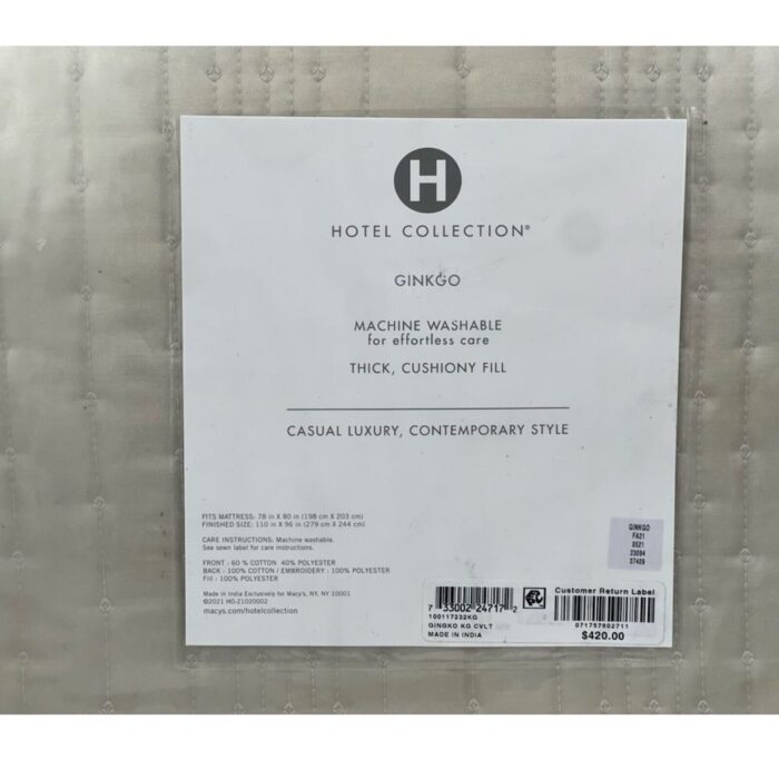 Hotel Collection Ginkgo Quilted King Coverlet Champagne