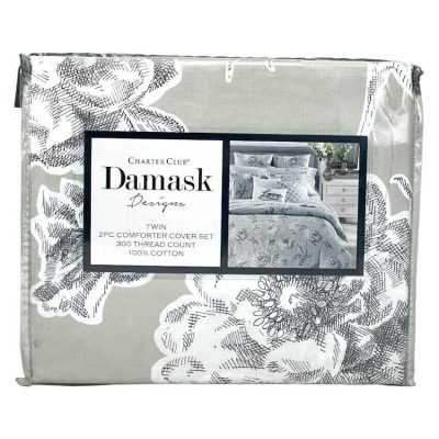 Charter Club Damask Designs Engraved Flower Twin Duvet Set