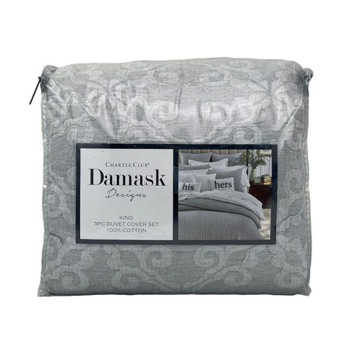 Charter Club Damask Designs Tile Matelasse King Duvet Set 4