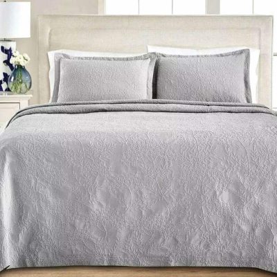 Martha Stewart Floral Matelasse Bedspread Gray