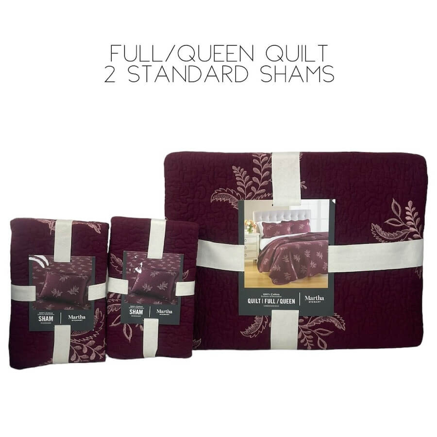 Martha Stewart Stenciled Leaves Quilt Set Martha Stewart Stenciled Leaves Quilt Set