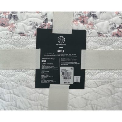Martha Stewart Textured Velvety Floral King Quilt Multi Pink 2
