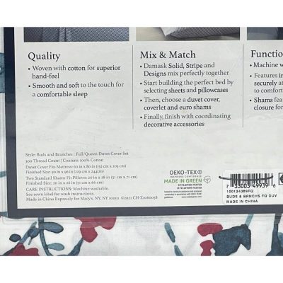 Charter Club Damask Designs Buds And Branches Full/Queen Duvet Set 4