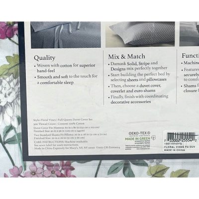 Charter Club Damask Designs Floral Vines Full/Queen Duvet Set 5