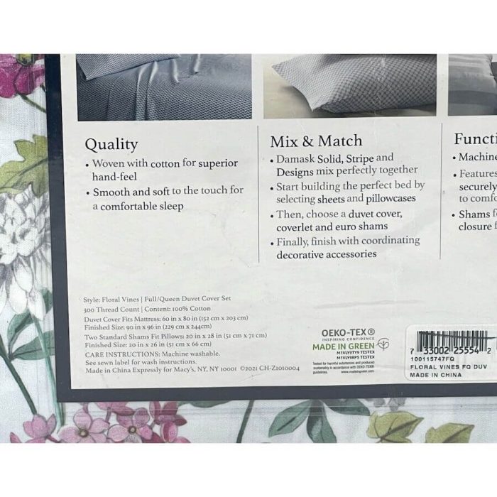 Charter Club Damask Designs Floral Vines Full/Queen Duvet Set 5