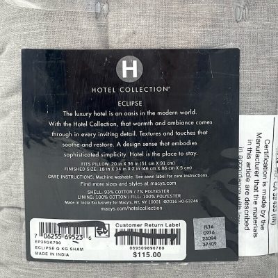 Hotel Collection Eclipse KING Quilted Sham Heather Grey 3