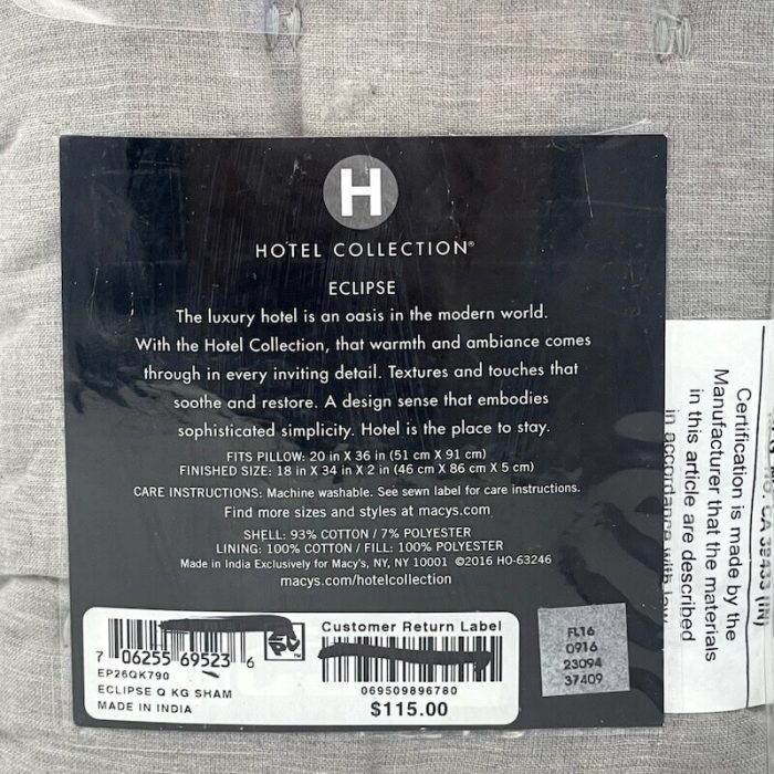 Hotel Collection Eclipse KING Quilted Sham Heather Grey 3