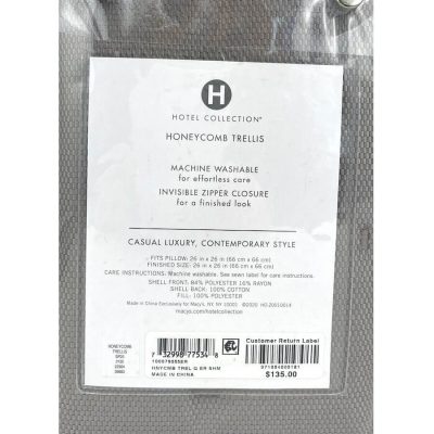 Hotel Collection Honeycomb Trellis Quilted 2 Euro Shams Gray 4