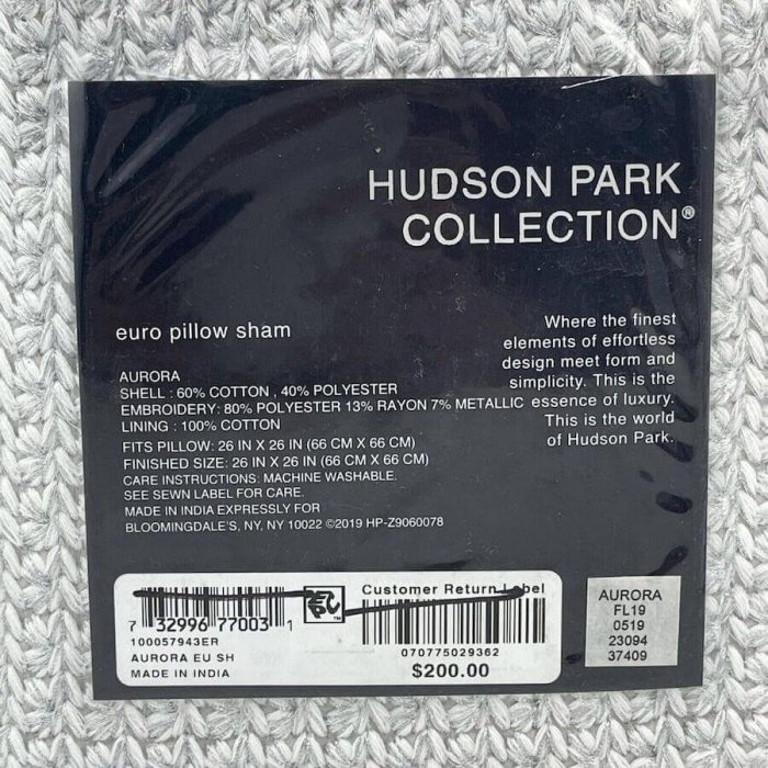 Hudson Park Aurora Kint Euro Sham Silver 5