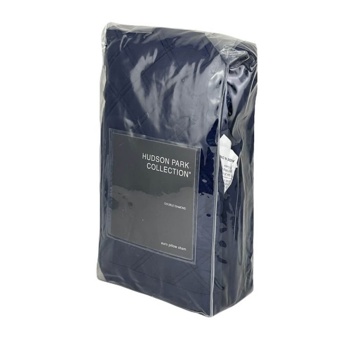 Hudson Park Double Diamond Quilted Euro Sham Navy Blue 3