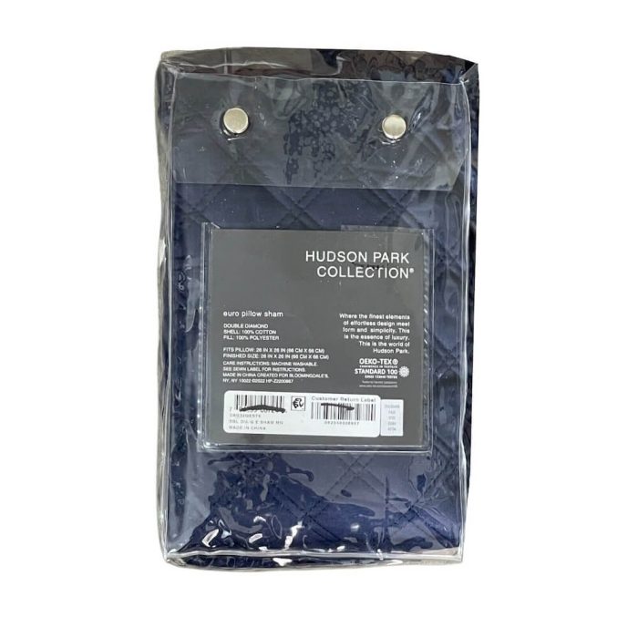 Hudson Park Double Diamond Quilted Euro Sham Navy Blue 4