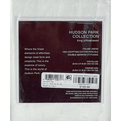 Hudson Park Italian Linens King Pillowcases Azure on White 2