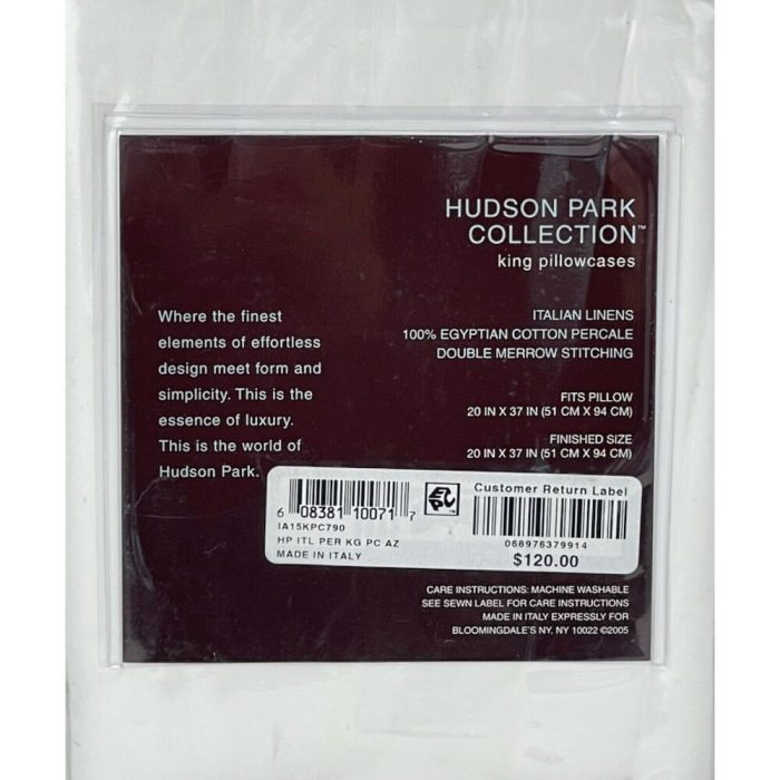 Hudson Park Italian Linens King Pillowcases Azure on White 2