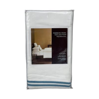 Hudson Park Italian Linens King Pillowcases Azure on White