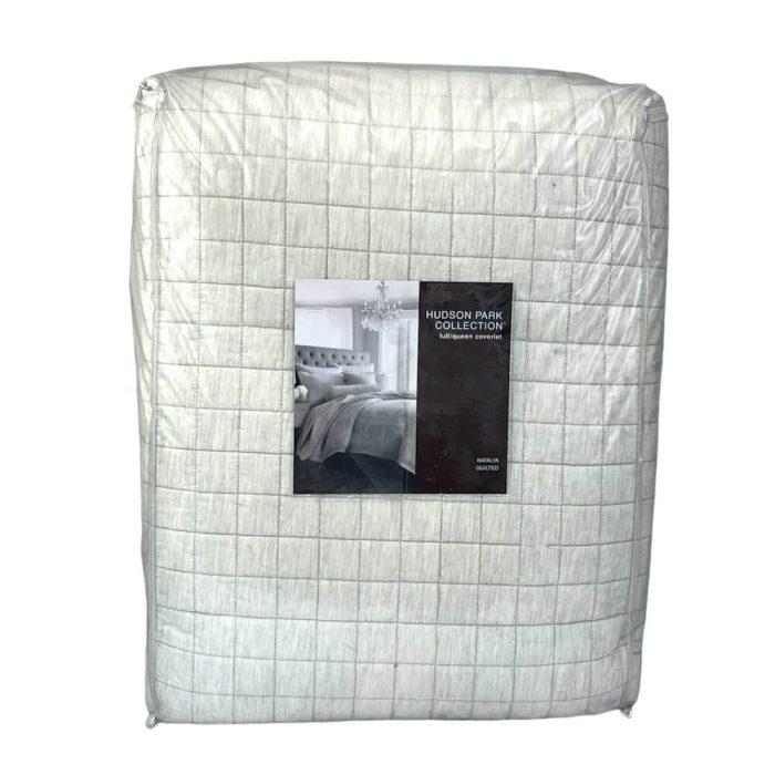 Hudson Park Natalya Quilted Full/Queen Coverlet Light Tan 2