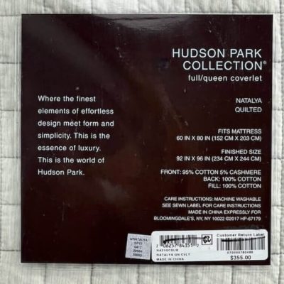 Hudson Park Natalya Quilted Full/Queen Coverlet Light Tan 3